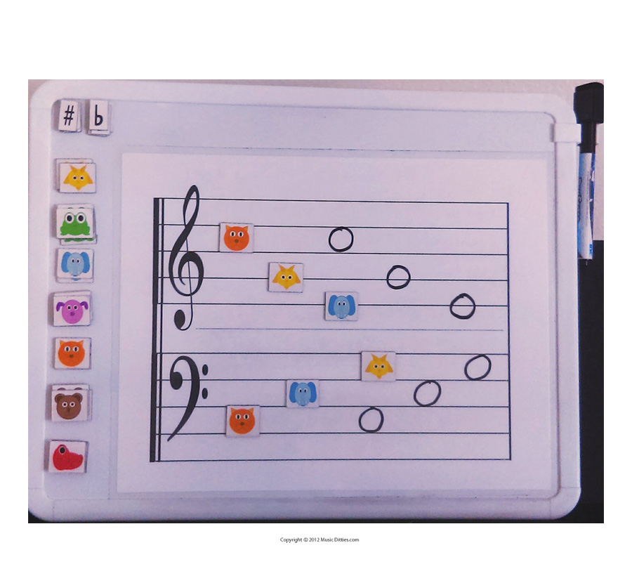 Magnet board sheet music