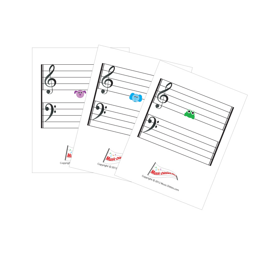 A set of three sheets with music notes on them.