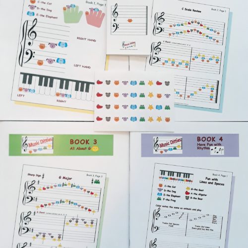 The set of 4 Books providing piano lessons for beginners